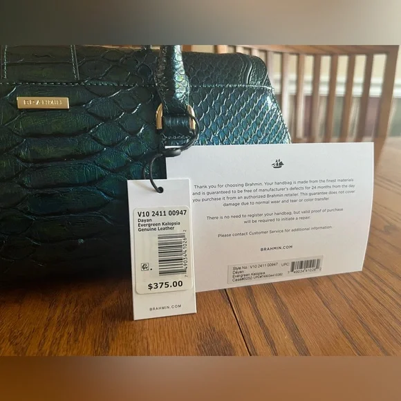 NWT Brahmin Dayan Leather Snake Embossed Shoulder Bag ONLY - Evergreen Kalopsia. - Picture 8 of 9